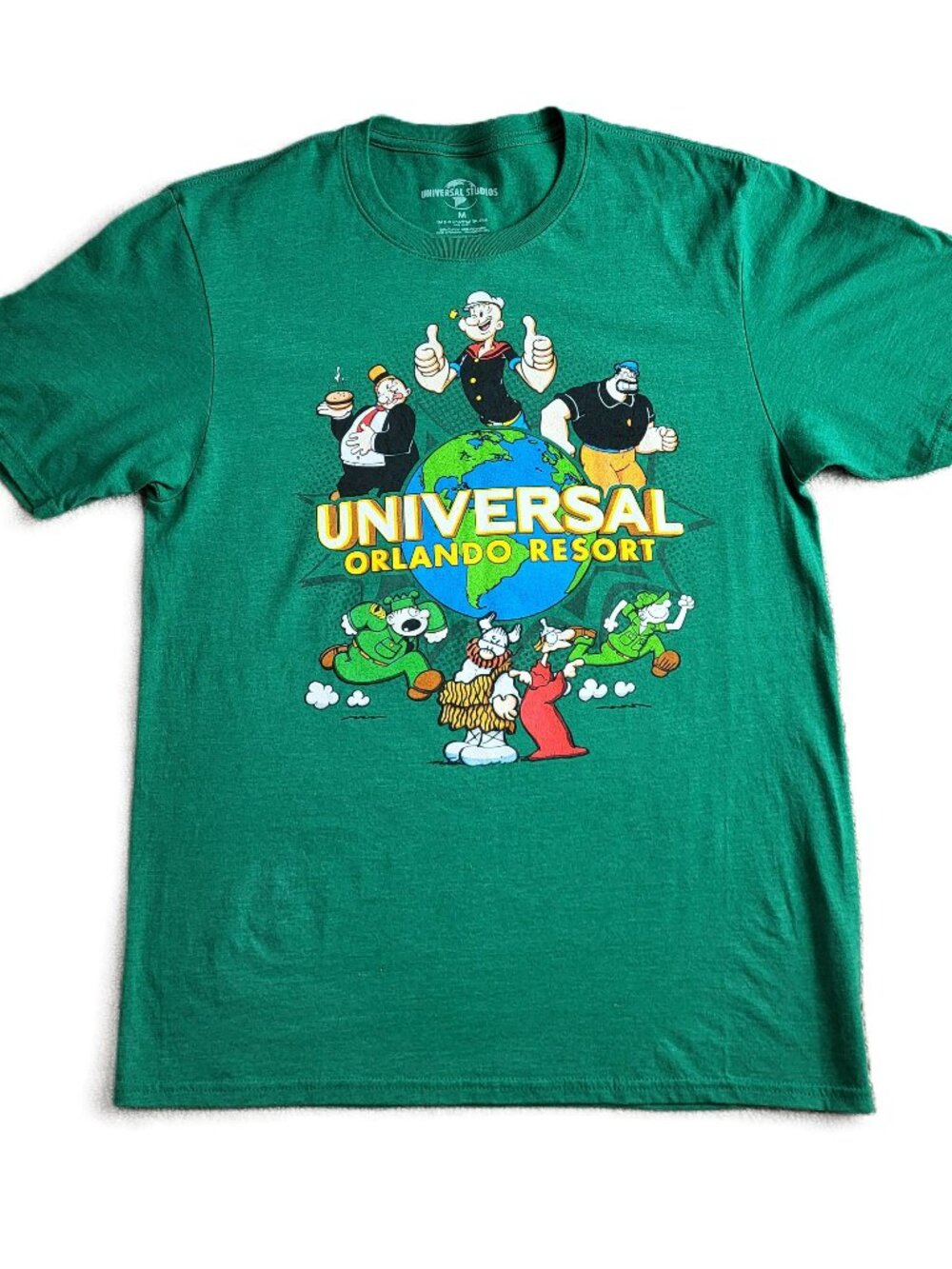 Universal Studios Popeye Graphic Tee Men’s M Green Retro Cartoon Shirt